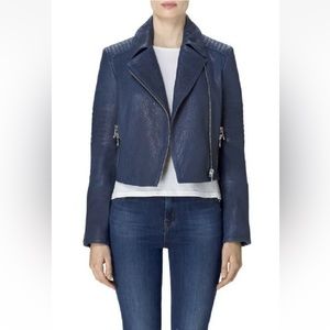 J Brand women’s Aiah blue dye leather moto jacket size L